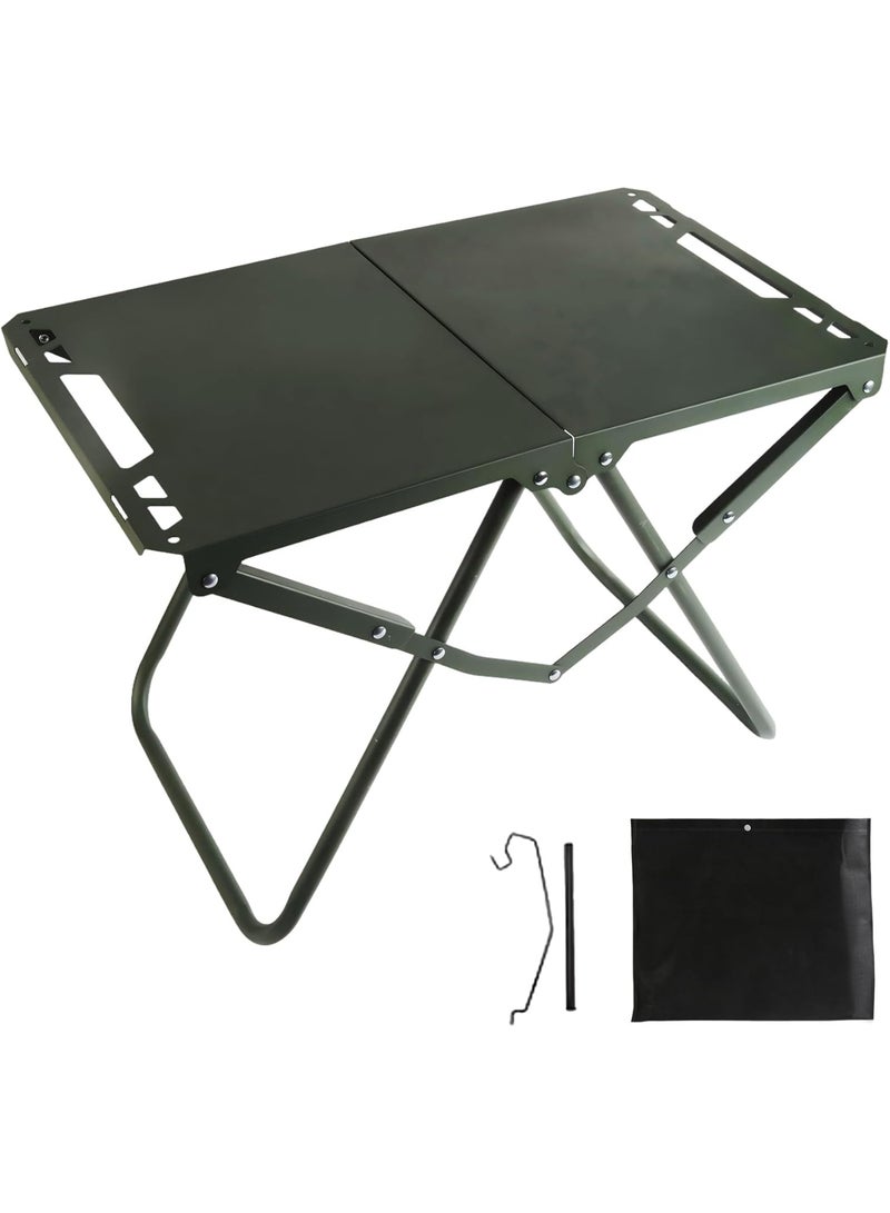 ChenDa Camping Portable Folding Table - Multifunctional Carbon Steel Outdoor Table for Picnic, BBQ & Fishing, Tactical Design with Storage Bag and Light Stand - Image 1